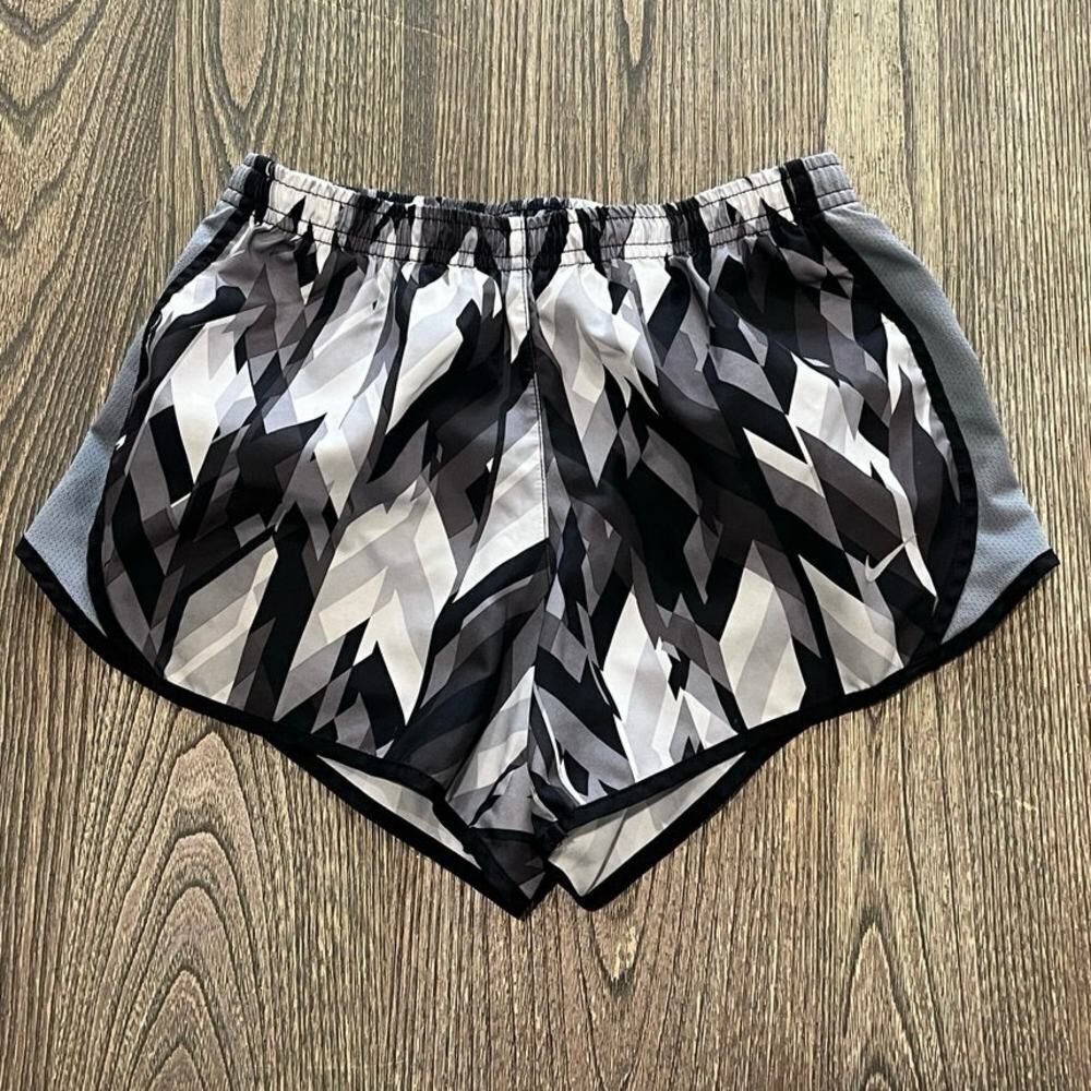 Nike Dri-Fit Running Shorts Abstract Print Elastic Waist Pull-On Black Gray Sz M